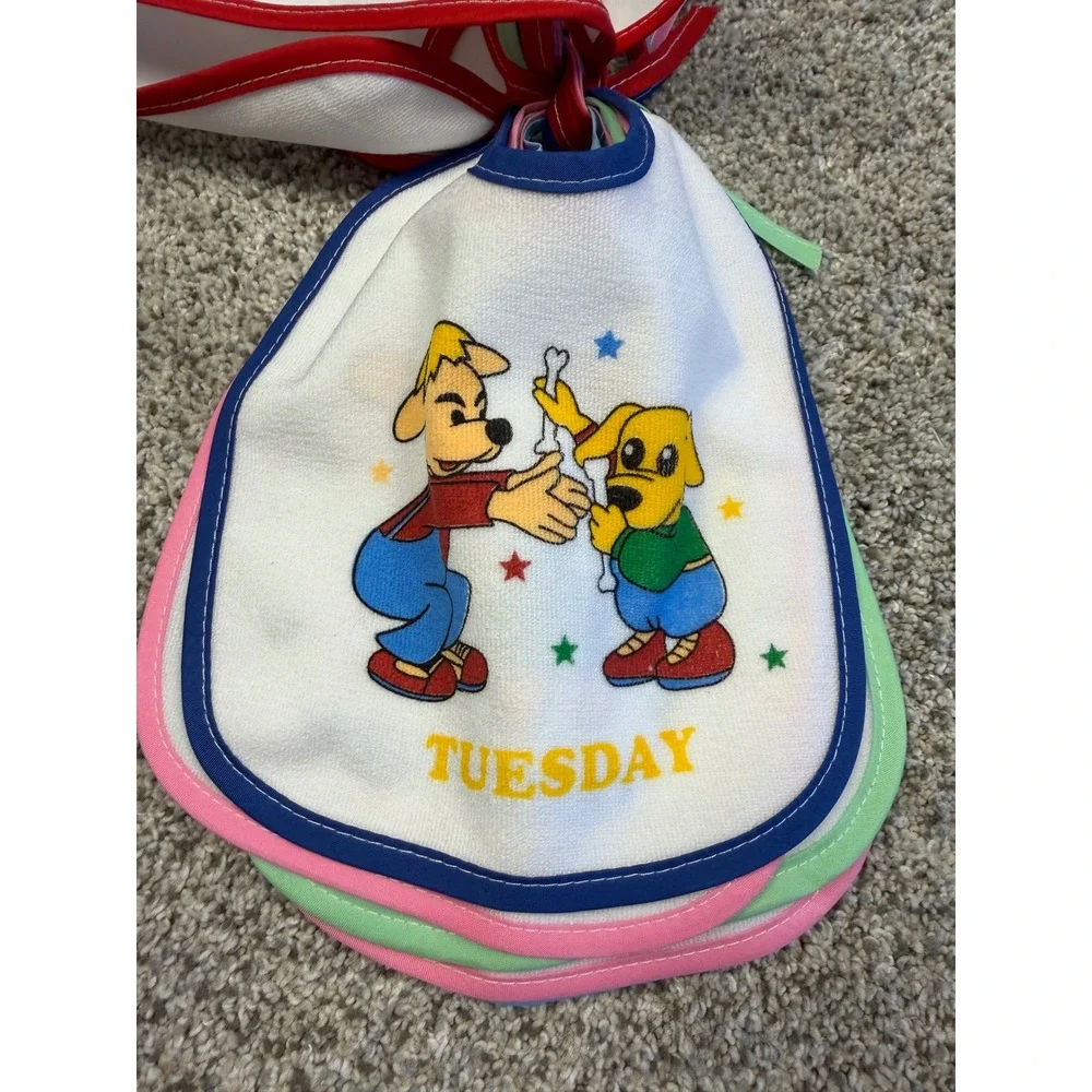 Days of‎ the Week Bib Set Kids OS Multi Fair Vintage Style Animal 7pk